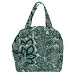 Green Ornament Texture, Green Flowers Retro Background Boxy Hand Bag