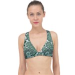 Green Ornament Texture, Green Flowers Retro Background Classic Banded Bikini Top