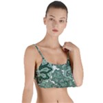 Green Ornament Texture, Green Flowers Retro Background Layered Top Bikini Top 