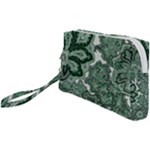 Green Ornament Texture, Green Flowers Retro Background Wristlet Pouch Bag (Small)