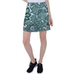 Green Ornament Texture, Green Flowers Retro Background Tennis Skirt