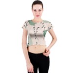 Plants Pattern Design Branches Branch Leaves Botanical Boho Bohemian Texture Drawing Circles Nature Crew Neck Crop Top