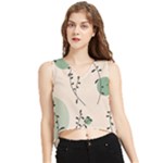 Plants Pattern Design Branches Branch Leaves Botanical Boho Bohemian Texture Drawing Circles Nature V-Neck Cropped Tank Top