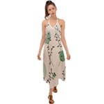 Plants Pattern Design Branches Branch Leaves Botanical Boho Bohemian Texture Drawing Circles Nature Halter Tie Back Dress 