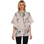 Plants Pattern Design Branches Branch Leaves Botanical Boho Bohemian Texture Drawing Circles Nature Women s Batwing Button Up Shirt