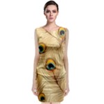 Vintage Peacock Feather Peacock Feather Pattern Background Nature Bird Nature Classic Sleeveless Midi Dress