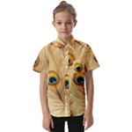 Vintage Peacock Feather Peacock Feather Pattern Background Nature Bird Nature Kids  Short Sleeve Shirt