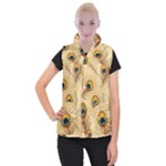 Vintage Peacock Feather Peacock Feather Pattern Background Nature Bird Nature Women s Button Up Vest