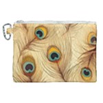 Vintage Peacock Feather Peacock Feather Pattern Background Nature Bird Nature Canvas Cosmetic Bag (XL)