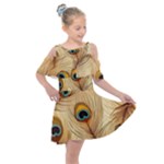 Vintage Peacock Feather Peacock Feather Pattern Background Nature Bird Nature Kids  Shoulder Cutout Chiffon Dress