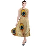 Vintage Peacock Feather Peacock Feather Pattern Background Nature Bird Nature Round Neck Boho Dress