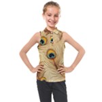 Vintage Peacock Feather Peacock Feather Pattern Background Nature Bird Nature Kids  Sleeveless Polo T-Shirt