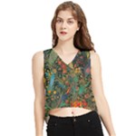 Flowers Trees Forest Mystical Forest Nature Background Landscape V-Neck Cropped Tank Top