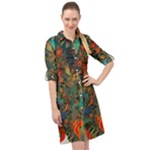Flowers Trees Forest Mystical Forest Nature Background Landscape Long Sleeve Mini Shirt Dress