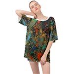 Flowers Trees Forest Mystical Forest Nature Background Landscape Oversized Chiffon Top