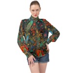 Flowers Trees Forest Mystical Forest Nature Background Landscape High Neck Long Sleeve Chiffon Top