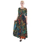Flowers Trees Forest Mystical Forest Nature Background Landscape Half Sleeves Maxi Dress