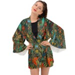Flowers Trees Forest Mystical Forest Nature Background Landscape Long Sleeve Kimono