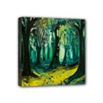 Trees Forest Mystical Forest Nature Junk Journal Landscape Nature Mini Canvas 4  x 4  (Stretched)