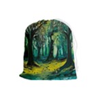 Trees Forest Mystical Forest Nature Junk Journal Landscape Nature Drawstring Pouch (Large)