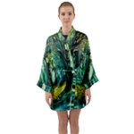 Trees Forest Mystical Forest Nature Junk Journal Landscape Nature Long Sleeve Satin Kimono