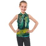 Trees Forest Mystical Forest Nature Junk Journal Landscape Nature Kids  Sleeveless Polo T-Shirt