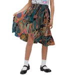 Trees Forest Mystical Forest Nature Junk Journal Landscape Kids  Ruffle Flared Wrap Midi Skirt