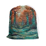Trees Tree Forest Mystical Forest Nature Junk Journal Scrapbooking Landscape Nature Drawstring Pouch (2XL)