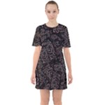 FusionVibrance Abstract Design Sixties Short Sleeve Mini Dress