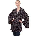 FusionVibrance Abstract Design Long Sleeve Velvet Kimono 