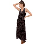 FusionVibrance Abstract Design V-Neck Chiffon Maxi Dress