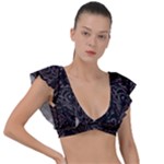 FusionVibrance Abstract Design Plunge Frill Sleeve Bikini Top
