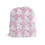 Hello Kitty Pattern, Hello Kitty, Child, White, Cat, Pink, Animal Drawstring Pouch (XL)
