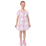 Hello Kitty Pattern, Hello Kitty, Child, White, Cat, Pink, Animal Kids  Short Sleeve Velvet Dress
