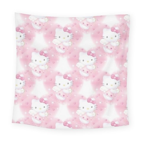 Hello Kitty Pattern, Hello Kitty, Child, White, Cat, Pink, Animal Square Tapestry (Large) from UrbanLoad.com