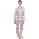 Hello Kitty Pattern, Hello Kitty, Child, White, Cat, Pink, Animal Women s Long Sleeve Satin Pajamas Set	