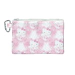 Hello Kitty Pattern, Hello Kitty, Child, White, Cat, Pink, Animal Canvas Cosmetic Bag (Medium)