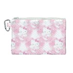 Hello Kitty Pattern, Hello Kitty, Child, White, Cat, Pink, Animal Canvas Cosmetic Bag (Large)