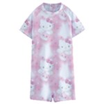 Hello Kitty Pattern, Hello Kitty, Child, White, Cat, Pink, Animal Kids  Boyleg Half Suit Swimwear