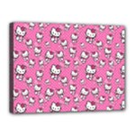 Hello Kitty Pattern, Hello Kitty, Child Canvas 16  x 12  (Stretched)