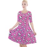 Hello Kitty Pattern, Hello Kitty, Child Quarter Sleeve A-Line Dress