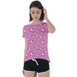 Hello Kitty Pattern, Hello Kitty, Child Short Sleeve Open Back T-Shirt