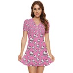Hello Kitty Pattern, Hello Kitty, Child V-Neck High Waist Chiffon Mini Dress