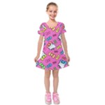 Hello Kitty, Cute, Pattern Kids  Short Sleeve Velvet Dress
