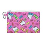 Hello Kitty, Cute, Pattern Canvas Cosmetic Bag (Large)