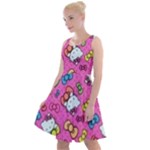 Hello Kitty, Cute, Pattern Knee Length Skater Dress