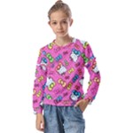 Hello Kitty, Cute, Pattern Kids  Long Sleeve T-Shirt with Frill 