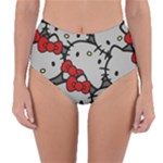 Hello Kitty, Pattern, Red Reversible High-Waist Bikini Bottoms