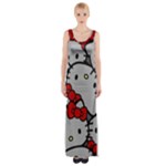 Hello Kitty, Pattern, Red Thigh Split Maxi Dress