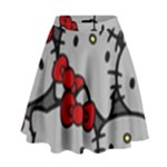 Hello Kitty, Pattern, Red High Waist Skirt